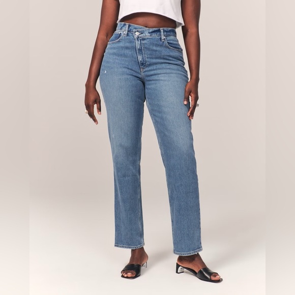 NWT A&F Curve Love Ultra High Rise 90s Straight Medium W.Criss-Cross Waist sz 0 - Picture 6 of 12